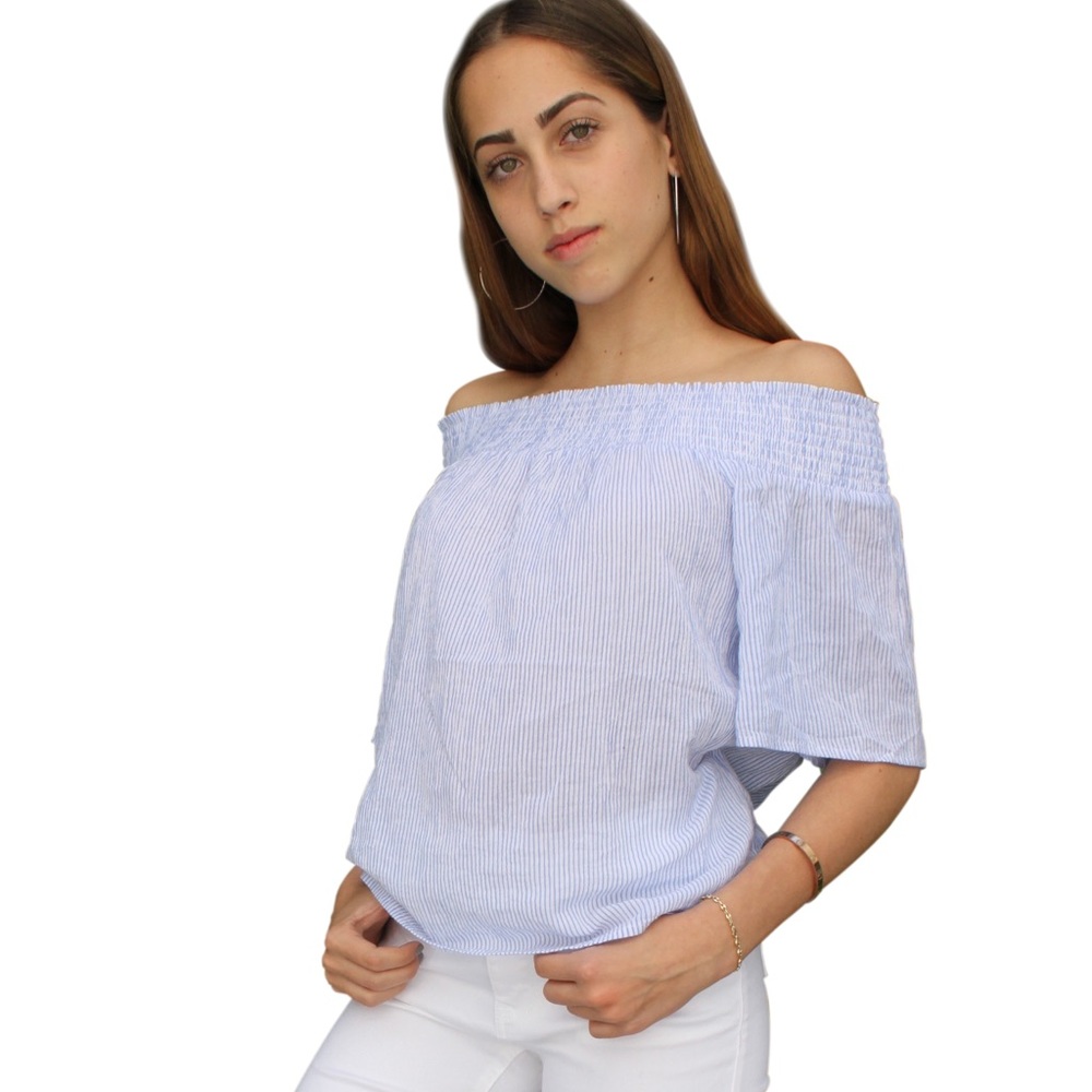 Off shoulder stripped too